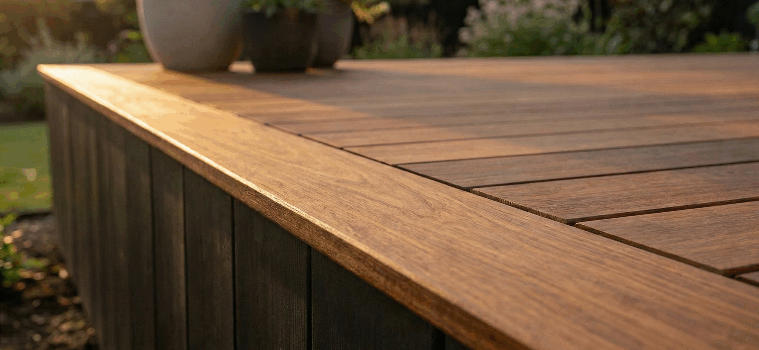Hardwood decking edge detail